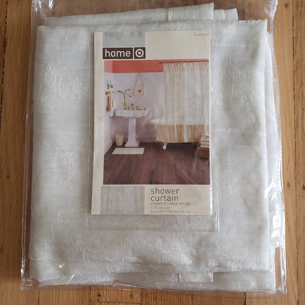 Target Home Cream Crinkle Shower Curtain 70x72 Semi Sheer Textured Neutral